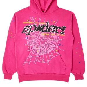 spider hoodie, pink size small